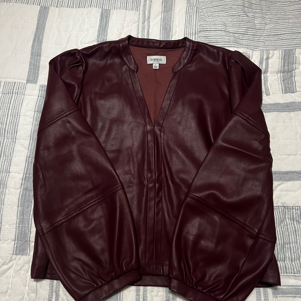 Evereve Burgundy Faux Leather Top